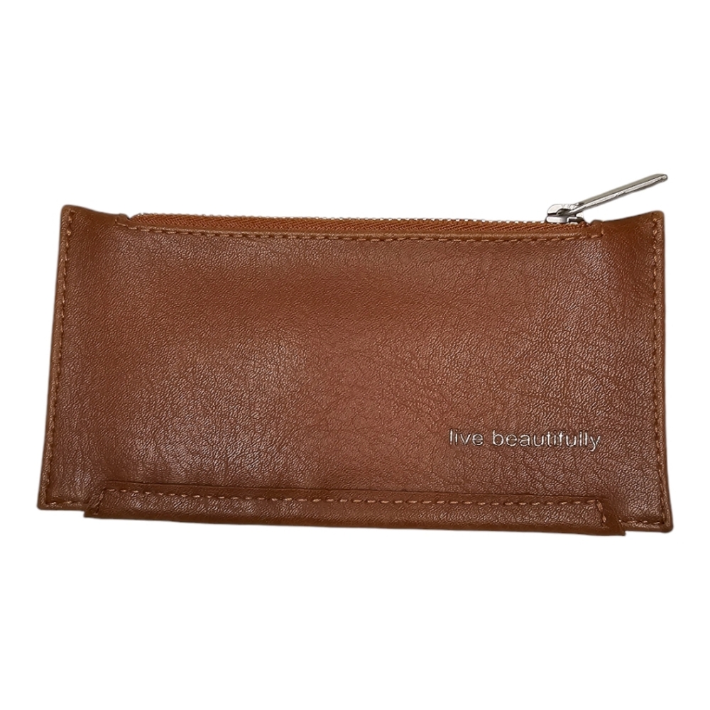 MAT & NAT Brown Card Zipper Wallet
